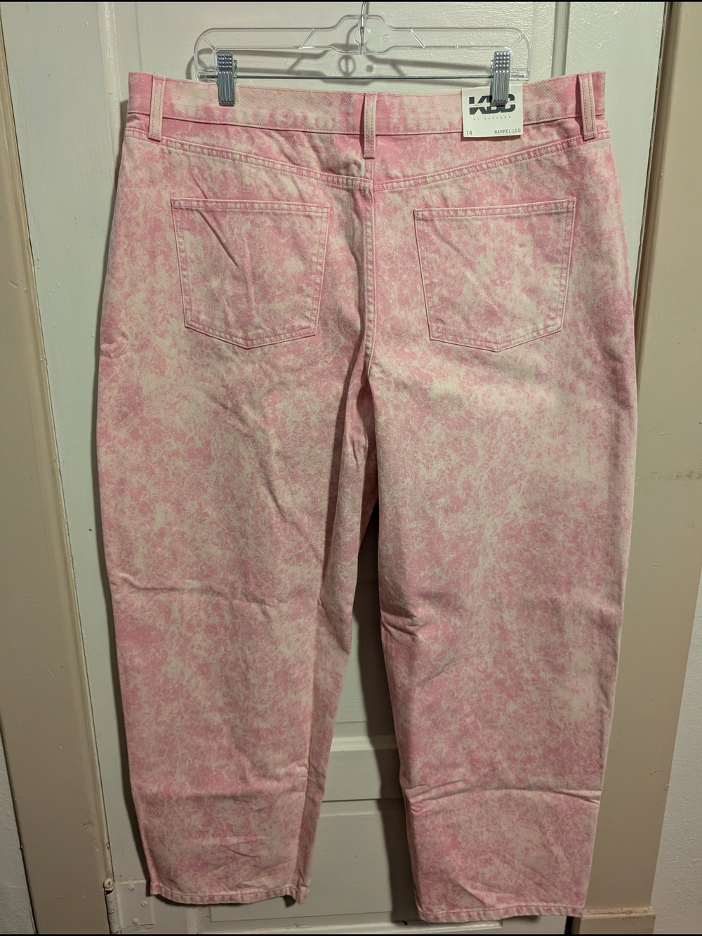 NWT Pale Pink Bleach Dyed High Rise Barrel Wide Leg Jeans KBB By Kahlana - Picture 5 of 6